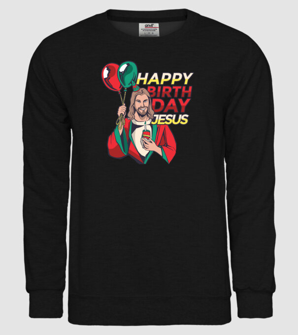 Happy Birtday Jesus! model negru pe tricou