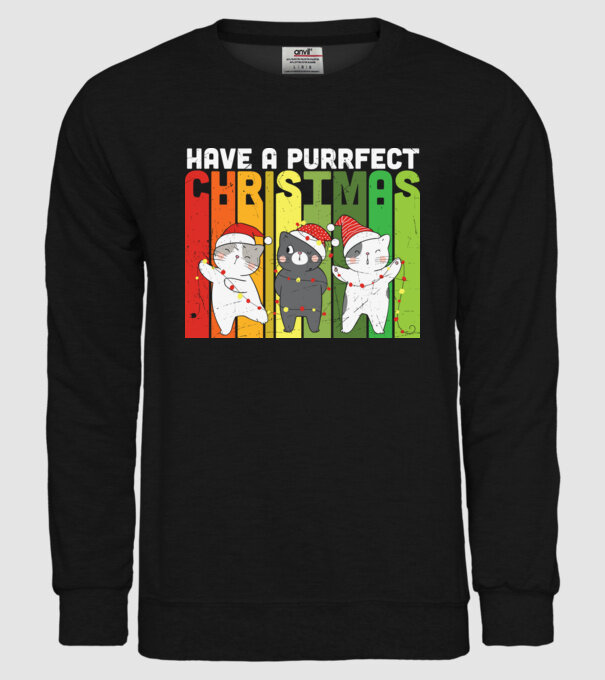 Have a purrfect christmas model negru pe tricou