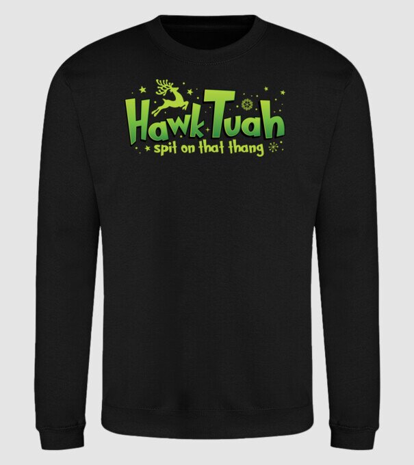 Hawk tuah xmas model negru pe tricou