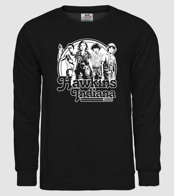 hawkins indiana stranger things2 model negru pe tricou