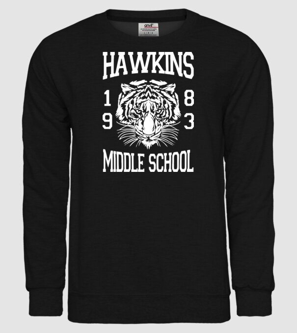 hawkins middle school 83 white model negru pe tricou
