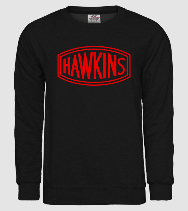 hawkins stranger things model negru pe tricou