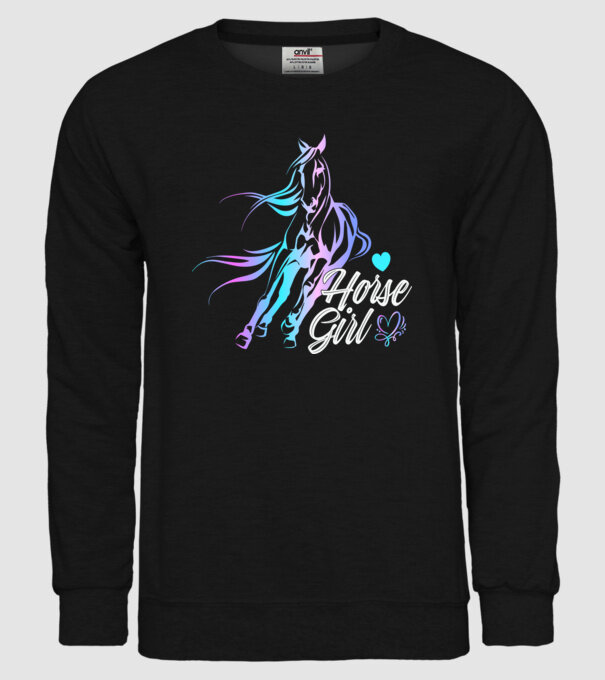 Horse girl 2 model negru pe tricou