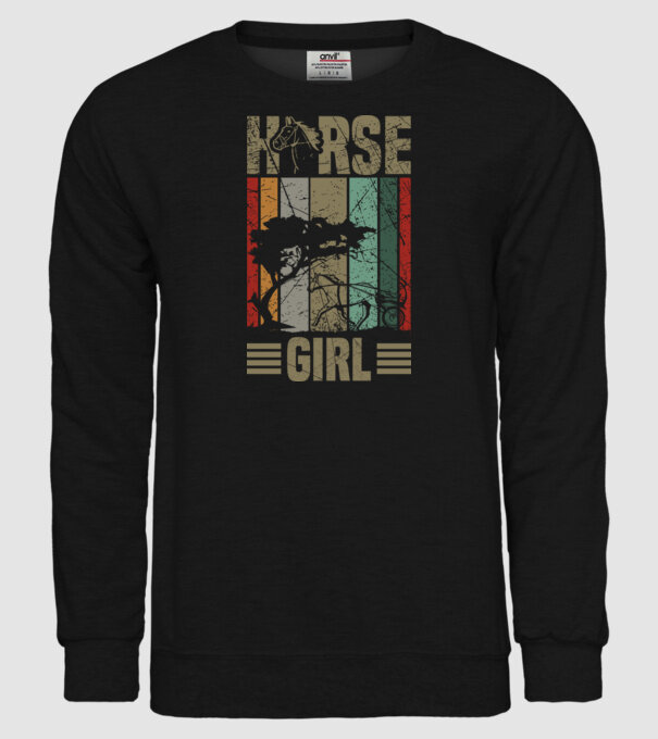 Horse girl model negru pe tricou