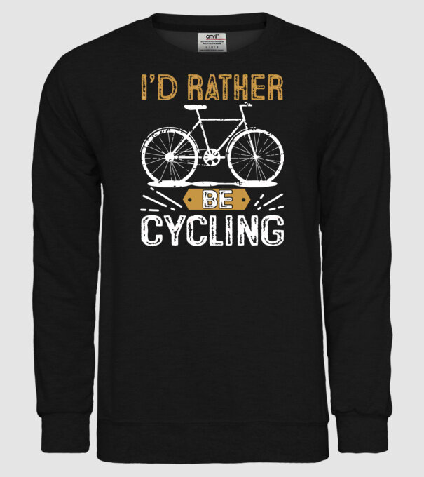 I'd rather be cycling model negru pe tricou
