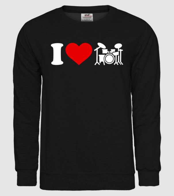 I love drum model negru pe tricou