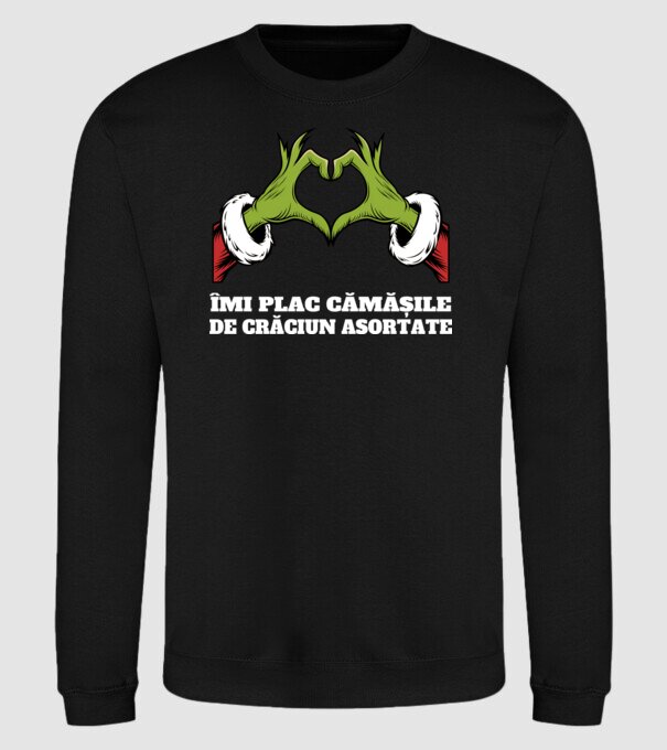 Îmi plac cămășile de crăciun asortate negru model negru pe tricou