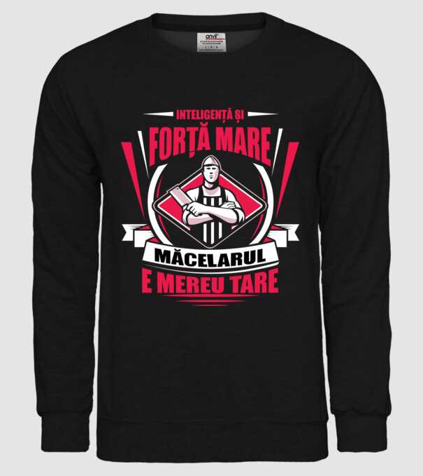 Inteligență și forță mare, măcelarul e mereu tare model negru pe tricou