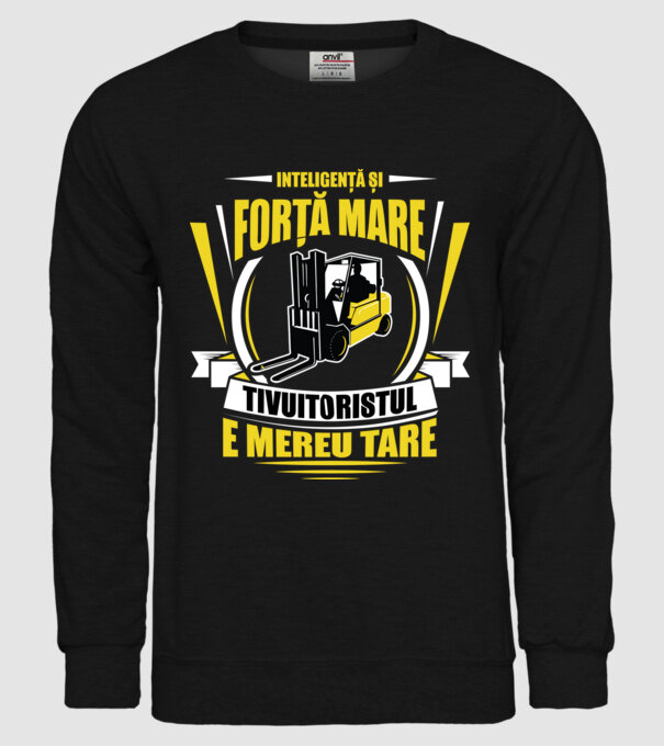 Inteligență și forță mare, stivuitoristul e mereu tare model negru pe tricou