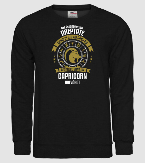Întotdeauna am dreptate. Chiar și atunci, când nu am, deoarece sunt din zodia capricorn. model negru pe tricou