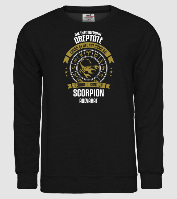 Întotdeauna am dreptate. Chiar și atunci, când nu am, deoarece sunt din zodia scorpion. model negru pe tricou