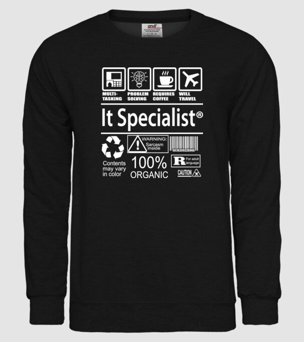 IT specialist model negru pe tricou