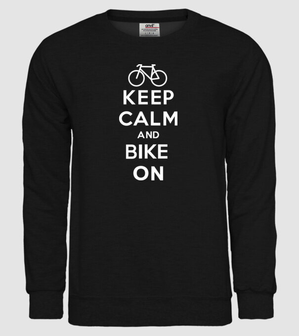 Keep calm and bike on model negru pe tricou