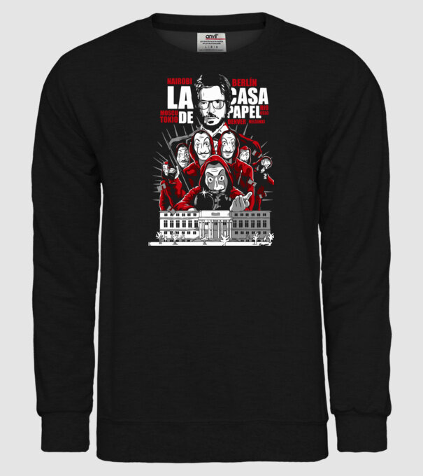 la casa de papel family model negru pe tricou
