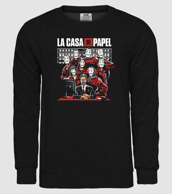 La casa de papel grupo model negru pe tricou