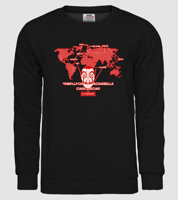 la casa de papel map model negru pe tricou