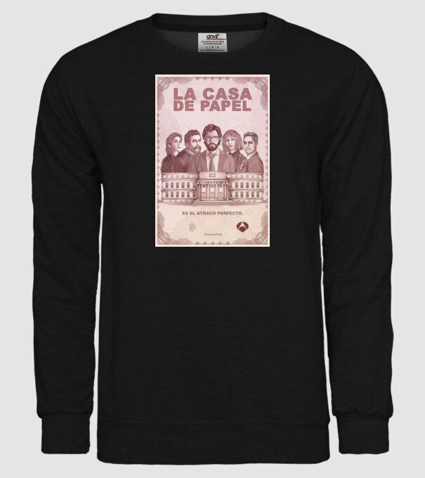 la casa de papel poster model negru pe tricou