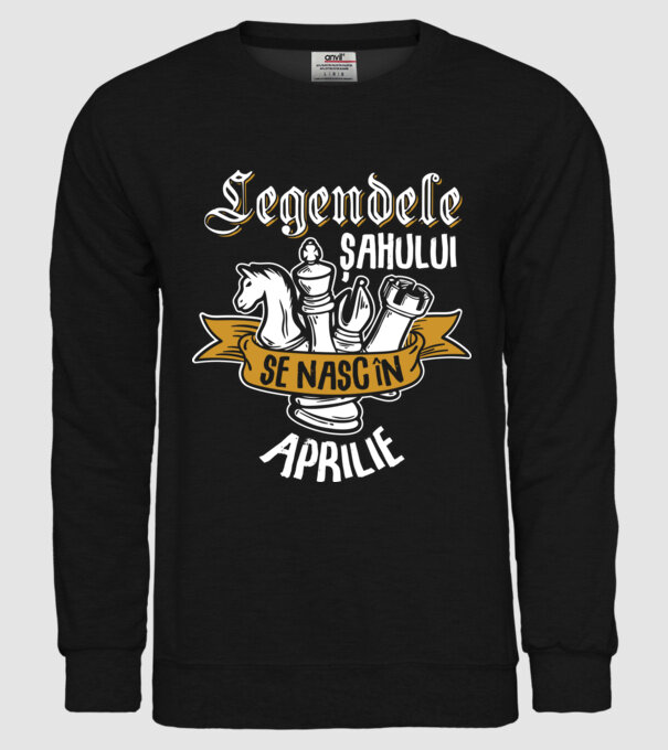 Legendele șahului se nasc în aprilie model negru pe tricou