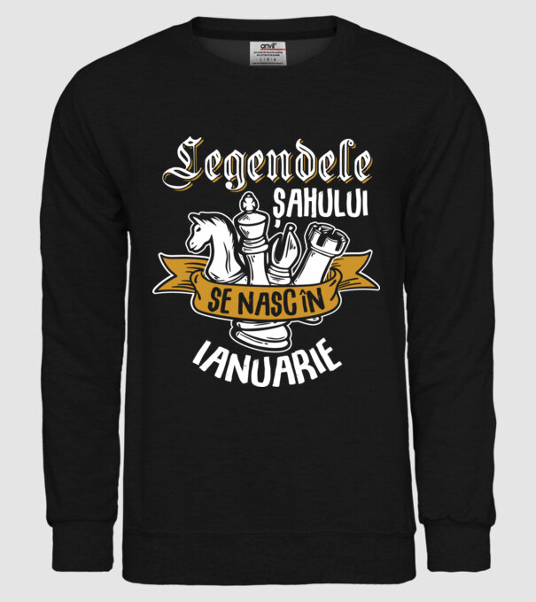 Legendele șahului se nasc în ianuarie model negru pe tricou