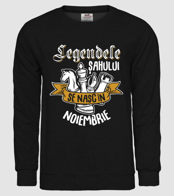 Legendele șahului se nasc în noiembrie model negru pe tricou