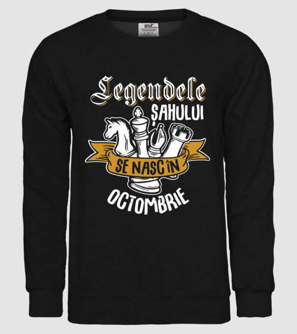 Legendele șahului se nasc în octombrie model negru pe tricou