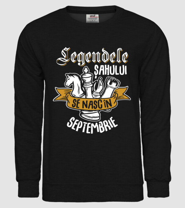 Legendele șahului se nasc în septembrie model negru pe tricou