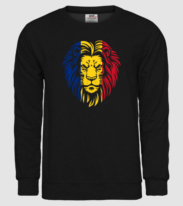 Leul românesc model negru pe tricou