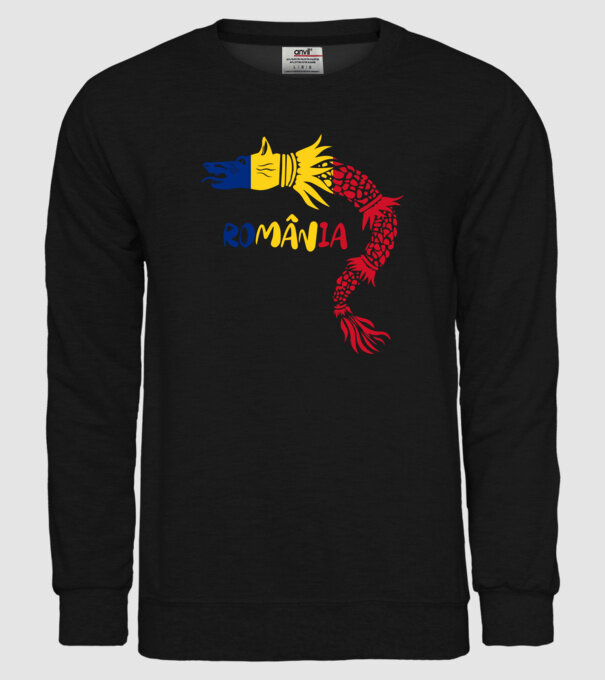 Lupul dacic model negru pe tricou