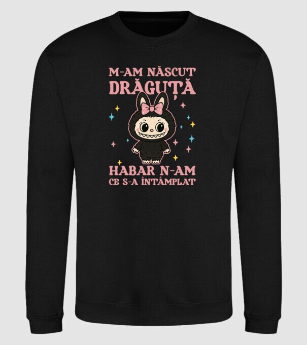 M-am născut drăguță model negru pe tricou