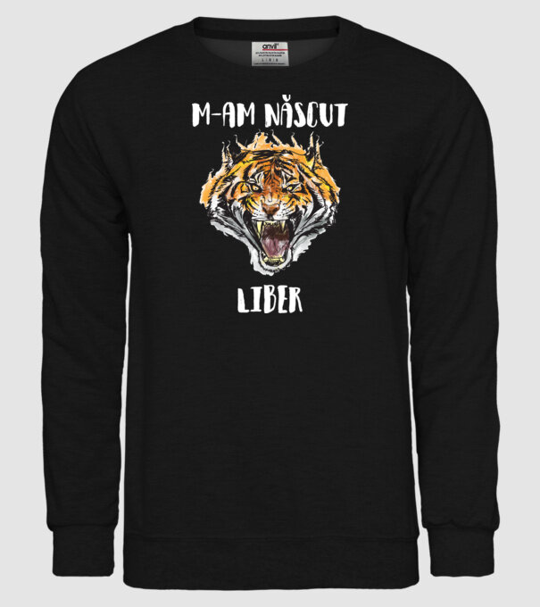 m-am născut liber model negru pe tricou