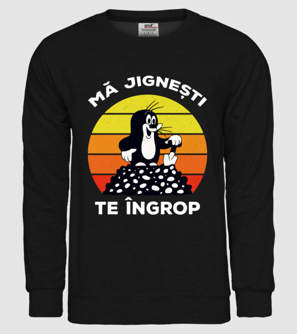 mă jignești, te îngrop model negru pe tricou