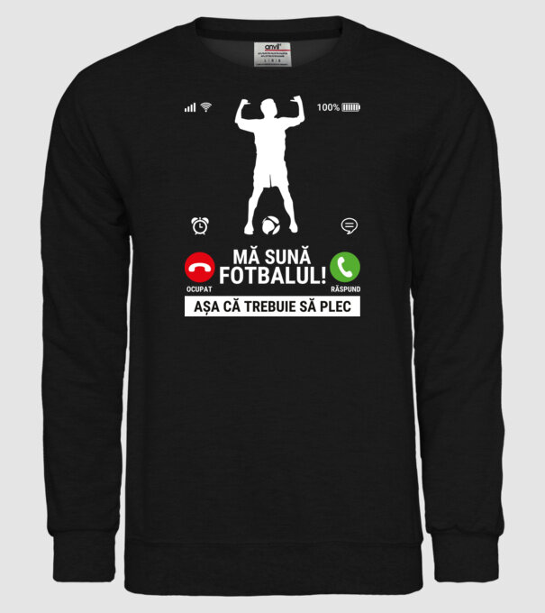 Mă sună fotbalul model negru pe tricou