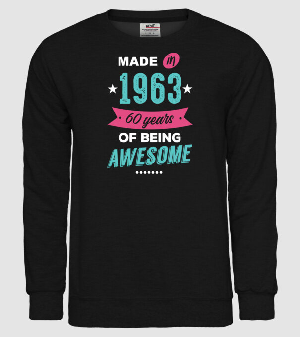 Made in 1963 model negru pe tricou