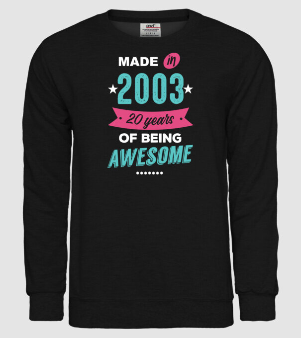 Made in 2003 model negru pe tricou