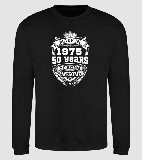 Made in awesome 1975 model negru pe tricou
