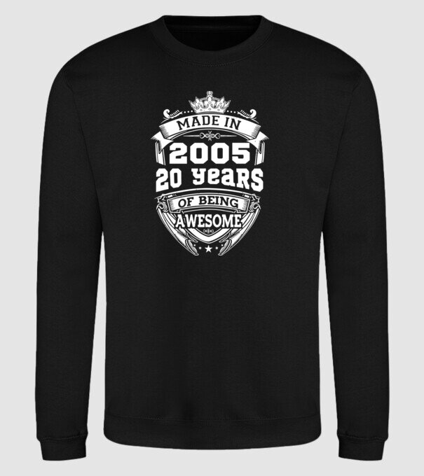Made in awesome 2005 model negru pe tricou