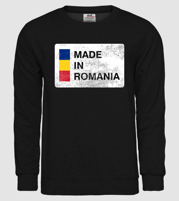 made in romania model negru pe tricou