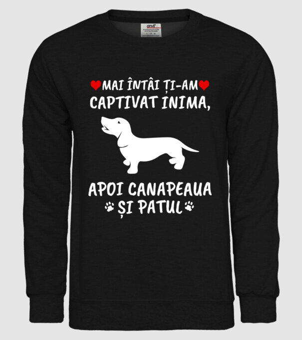 Mai întâi ți-am captivat inima, apoi canapeaua și patul model negru pe tricou