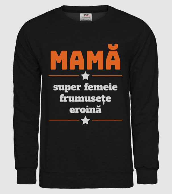 mamă, super femeie, frumusețe, eroină model negru pe tricou