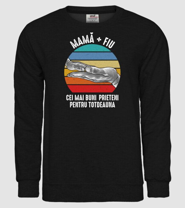 Mamă + fiu - Cei mai buni prieteni pentru totdeauna model negru pe tricou