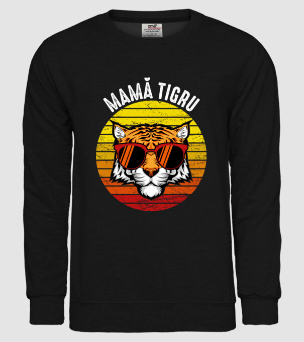 mamă tigru model negru pe tricou