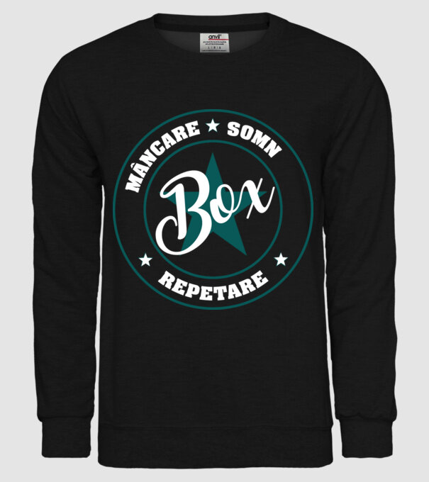 mâncare somn box reluare model negru pe tricou