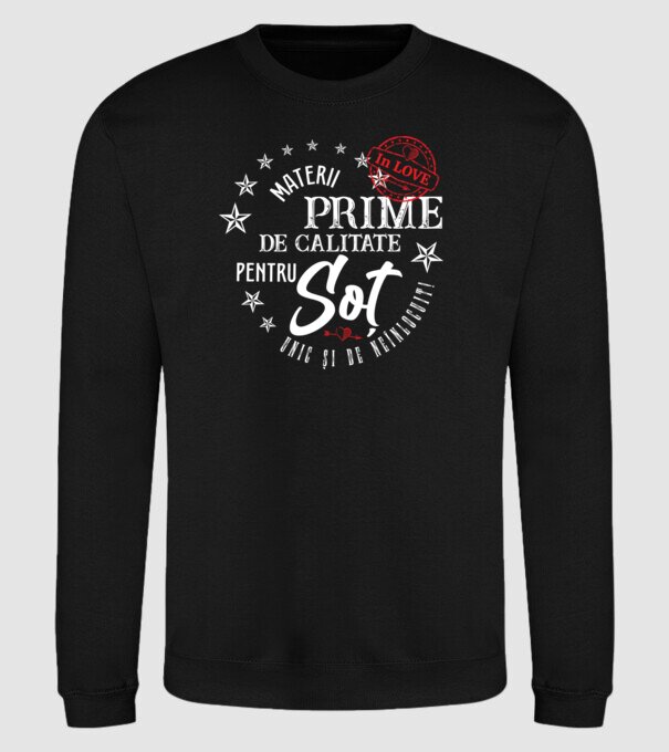 Materii prime de calitate pentru soț model negru pe tricou