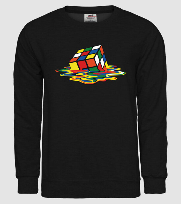 Melting Rubik model negru pe tricou