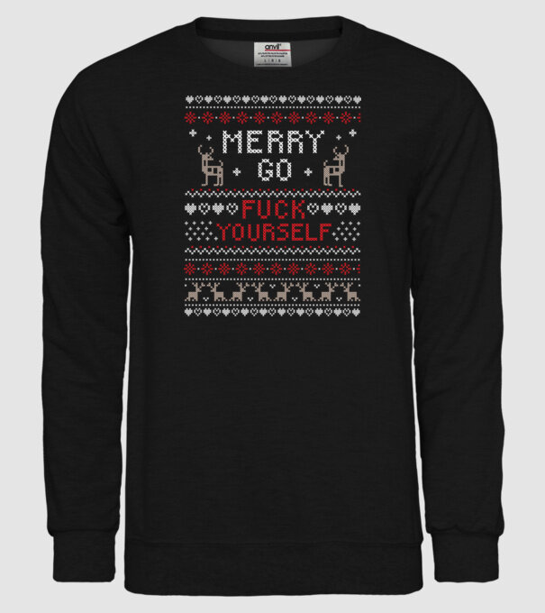Merry go f-ck yourself model negru pe tricou
