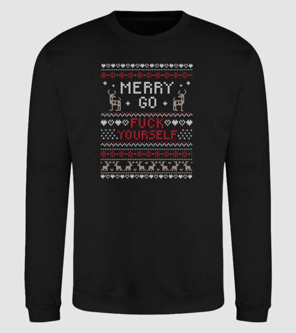 Merry go fuck yourself model negru pe tricou