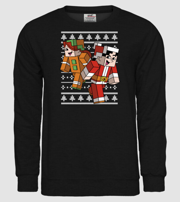 Minecraft christmas ugly sweater model negru pe tricou