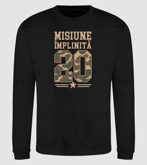 Misiune împlinită 20 model negru pe tricou