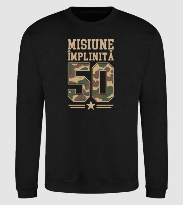 Misiune împlinită 50 model negru pe tricou