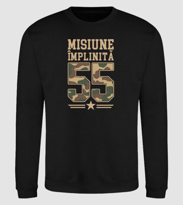 Misiune împlinită 55 model negru pe tricou